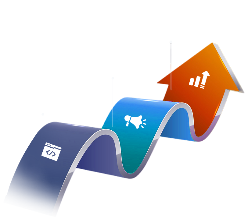 A graphic that demonstrates growth with professional websites and marketing services.